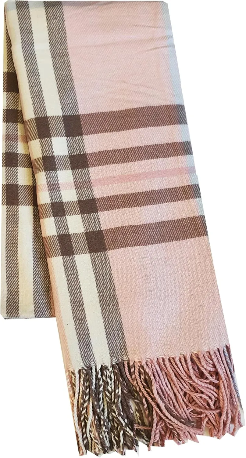 Unisex Classic Italian Design Tartan Plaid Winter Scarf Soft Cashmere Feel 72" X 25"