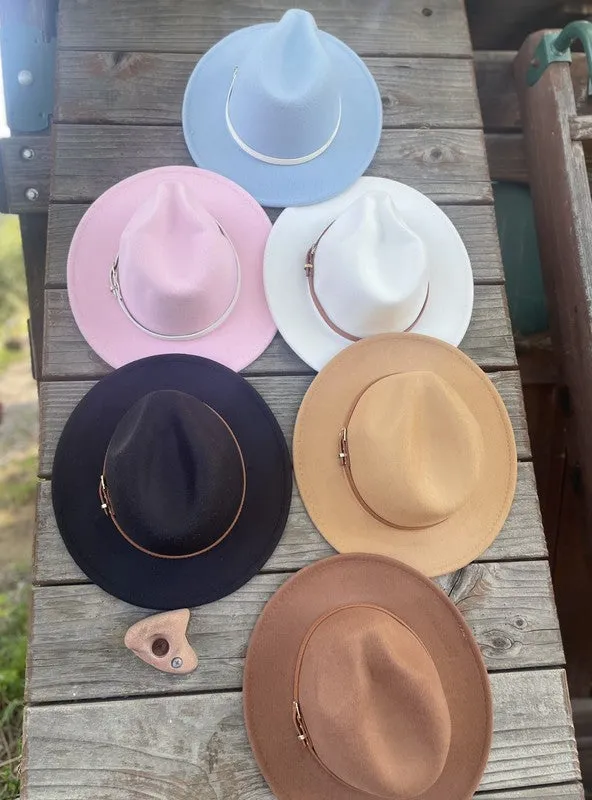 Vegan Felt Panama Hat With Leather Belt