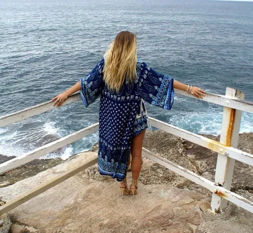 Vintage Floral Cardigan Loose Beach Cover up