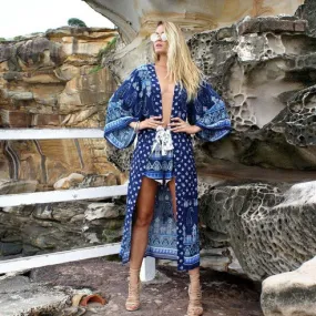 Vintage Floral Cardigan Loose Beach Cover up