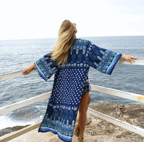 Vintage Floral Cardigan Loose Beach Cover up