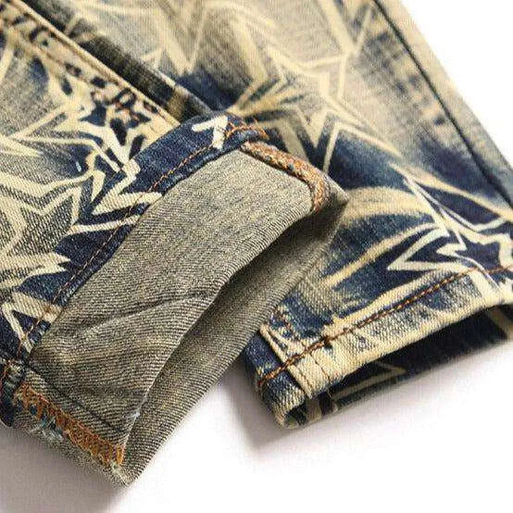 Vintage star print men's jeans