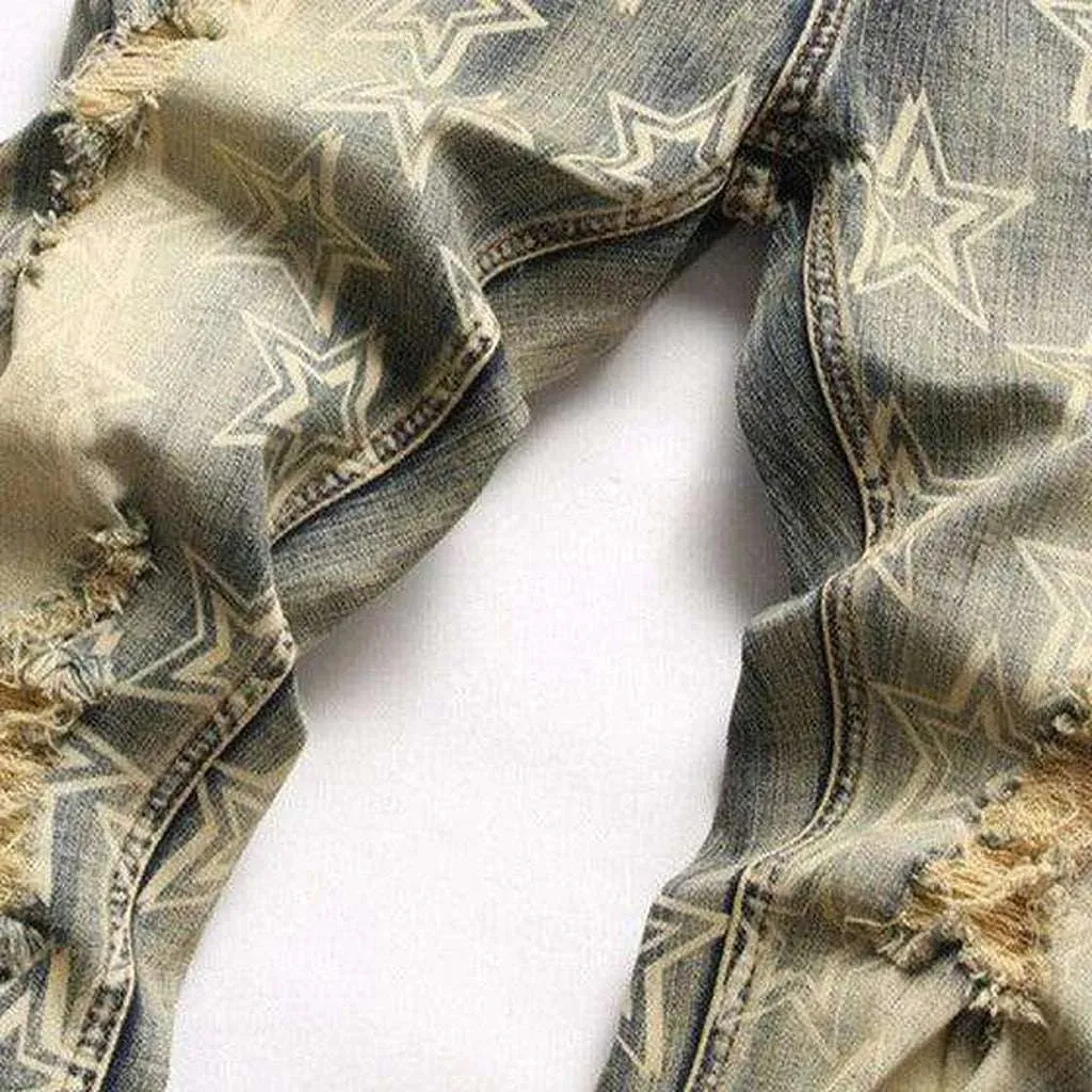 Vintage star print men's jeans