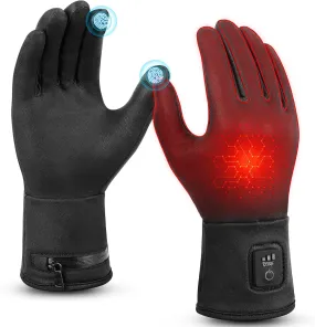 V.Step Heated Gloves for Men Women - Rechargeable Hand Warmers With Touchscreen, Battery Heated Electric for Motorcycle Work Ski Arthritis Hunting - Black