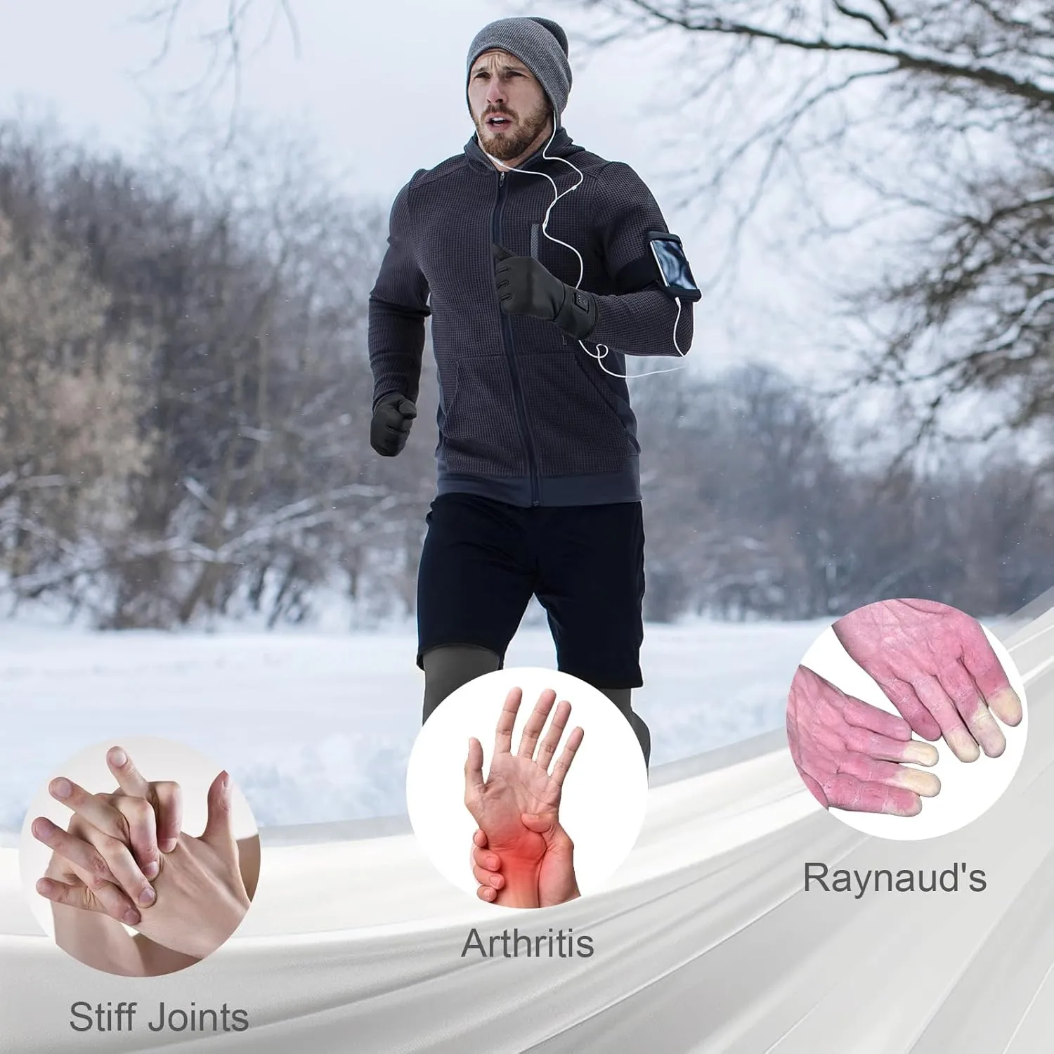 V.Step Heated Gloves for Men Women - Rechargeable Hand Warmers With Touchscreen, Battery Heated Electric for Motorcycle Work Ski Arthritis Hunting - Black