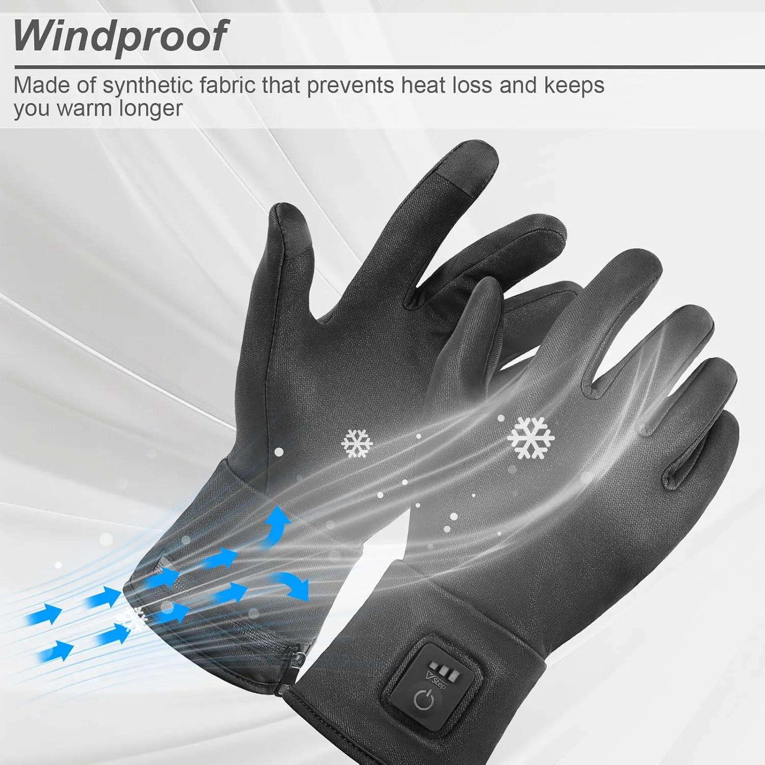 V.Step Heated Gloves for Men Women - Rechargeable Hand Warmers With Touchscreen, Battery Heated Electric for Motorcycle Work Ski Arthritis Hunting - Black