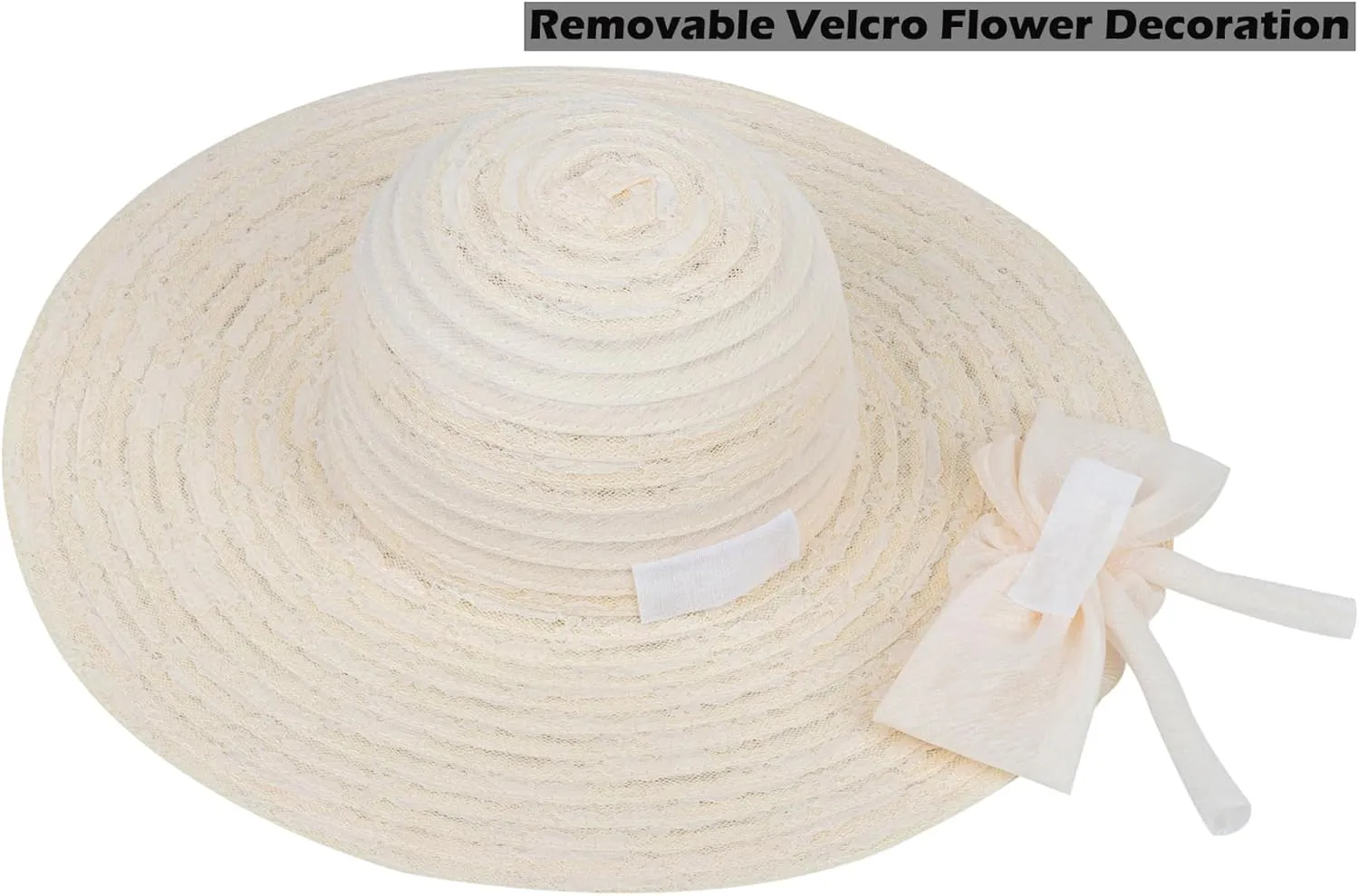 Wide-Brim Floppy-Kentucky-Hat for Womens - Foldable Lace Sun-Hats with Flower Fascinator Tea Party Wedding Hat