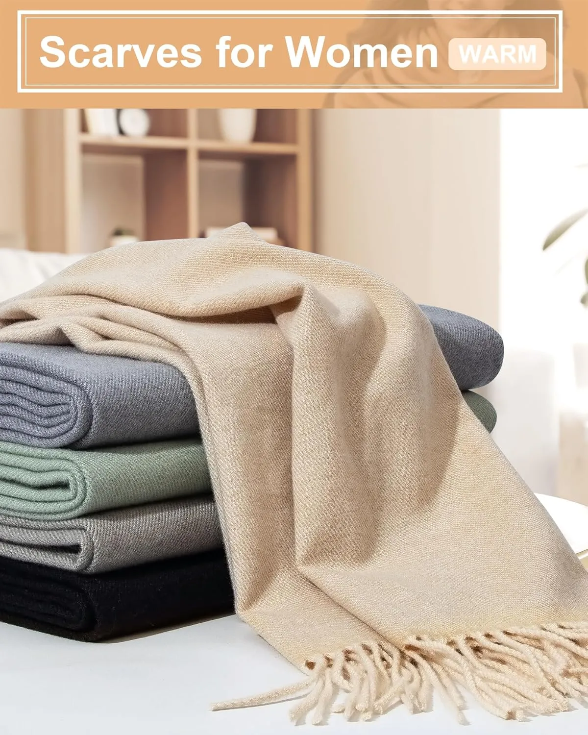 Winter Women's Soft & Warm Solid Color Oversized Scarf, Thick & Cozy Large Blanket Shawl for Cold Weather