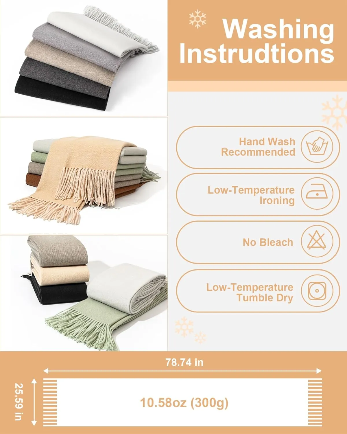 Winter Women's Soft & Warm Solid Color Oversized Scarf, Thick & Cozy Large Blanket Shawl for Cold Weather