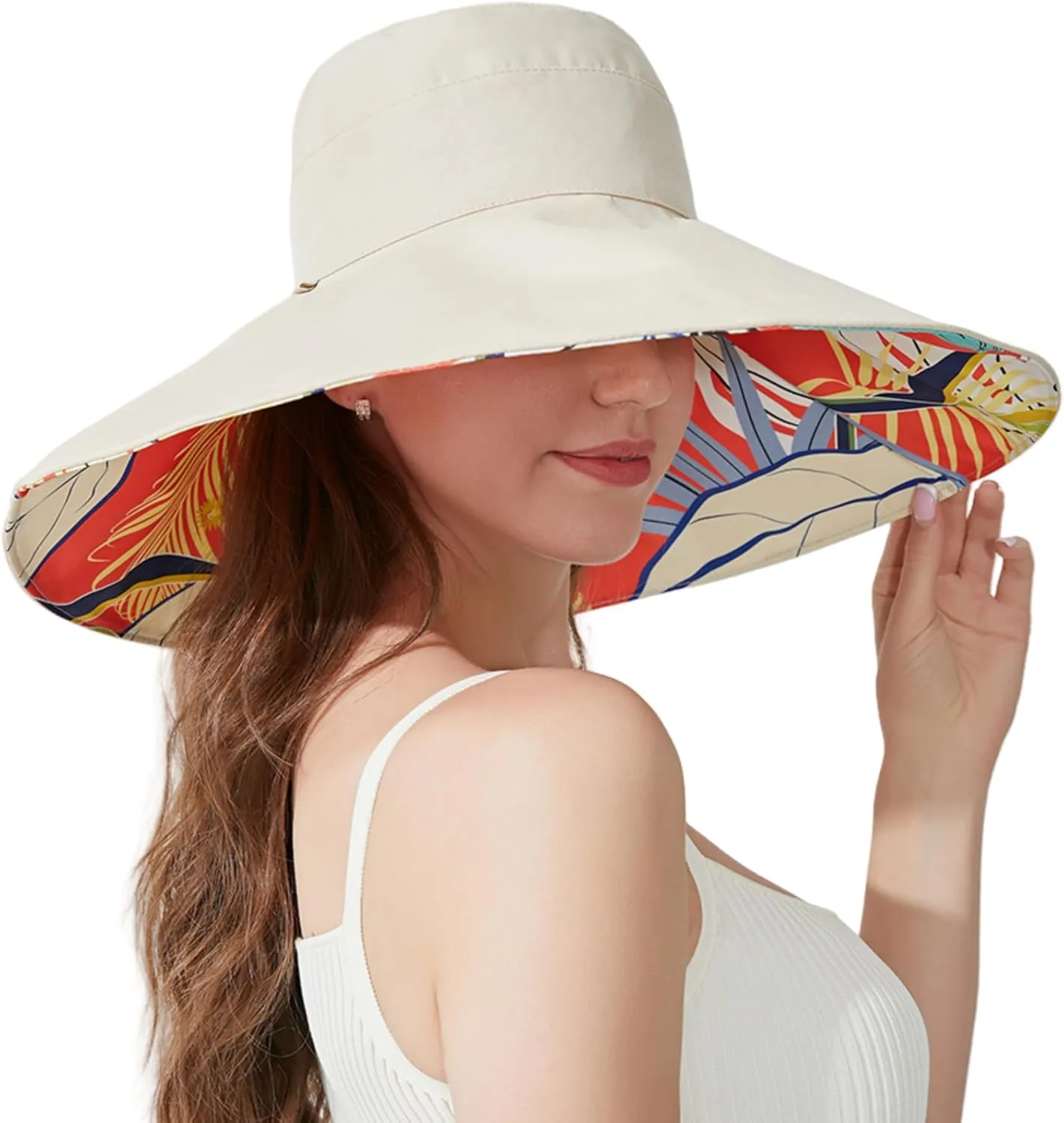 Women Summer Rain UV UPF 50 Sun Protection Wide Brim Hat - Foldable Bucket Sun Hat
