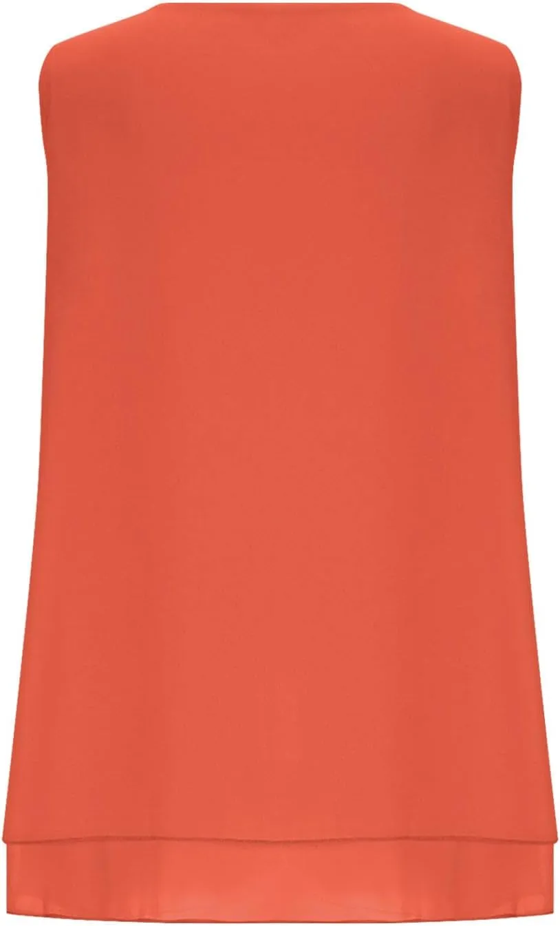 Women Summer Sleeveless Chiffon Shirts, Solid Color Loose Breathable Casual Tank Tops Fashion Ruffle Ruched Hem Clothes