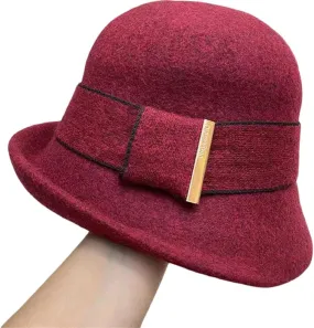 Women Winter Hat Woolen Bucket Hats French Elegant Basin Hat Curled Asymmetric Warm Wool Foldable Fisherman Hat Caps