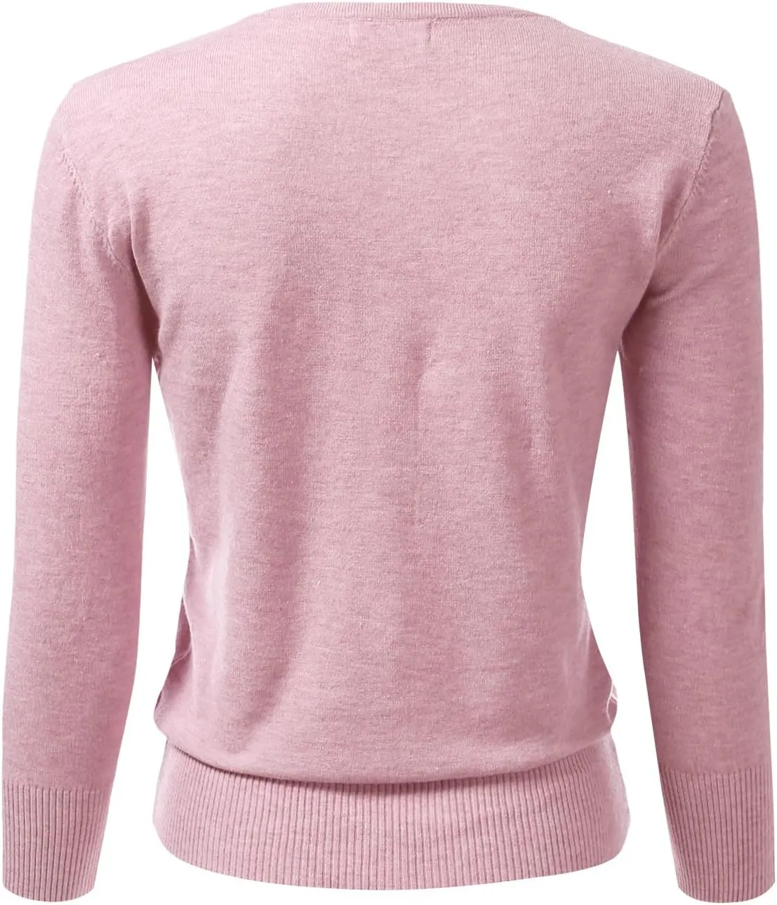 Women's 3/4 Sleeve Crewneck Button Down Knit Sweater Soft Cardigan (S-XXL)