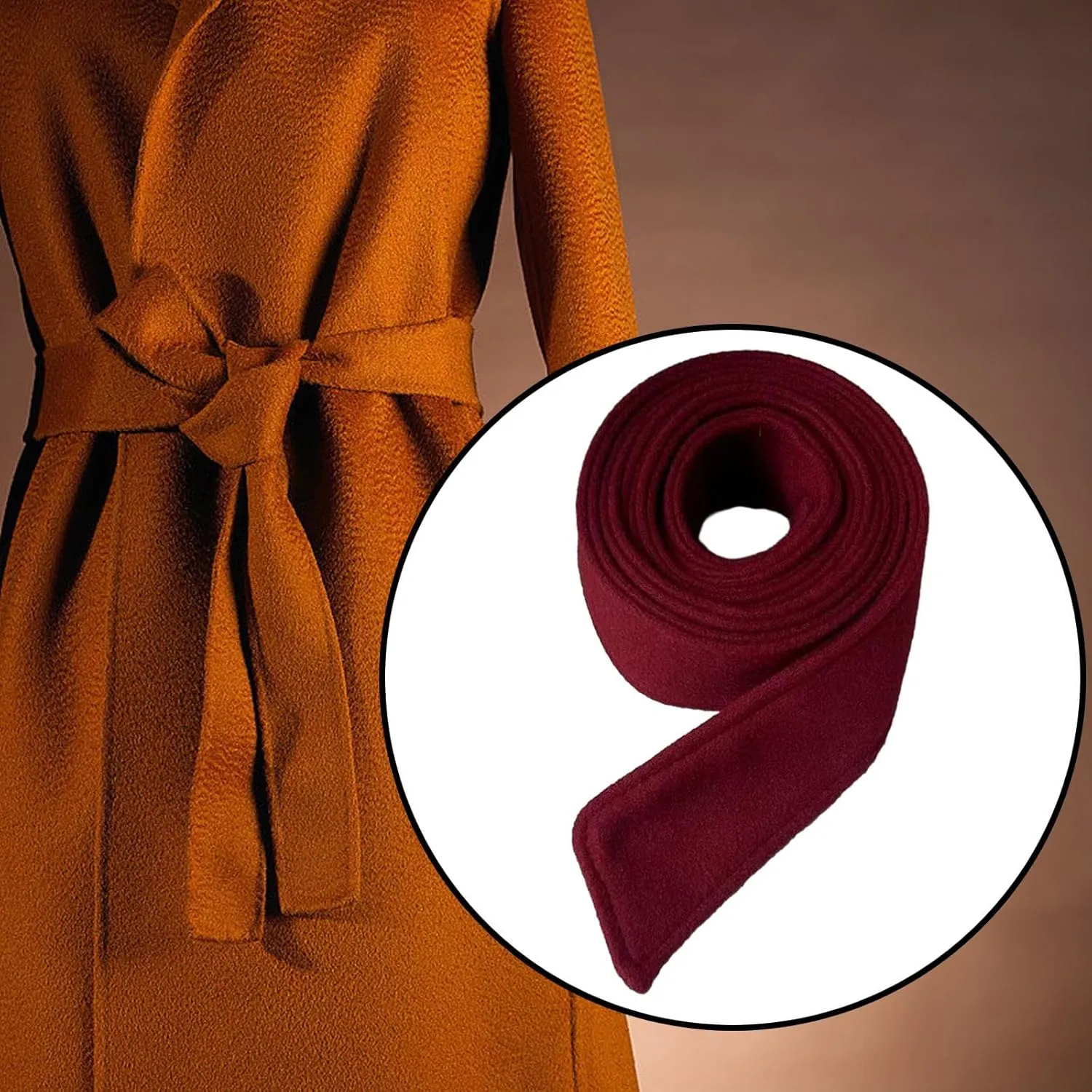 Women's Artificial Wool Overcoat Waist Belt Trench Coat Belt Wide Waist Belt Band Long Enough Lightweight Replacement Belt