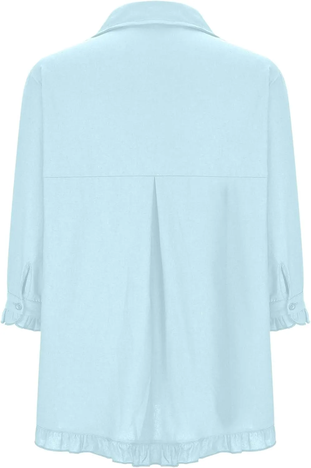 Womens Button Down Shirt Casual 3/4 Sleeve Collared Tops Classiac Fit Cover Shirts Soft Linen Summer Tops Blouses