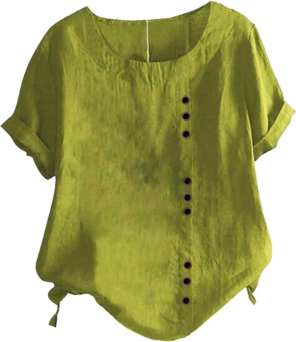 Women's Embroidered T Shirts Summer Cotton Linen Casual Blouse Short Sleeve Round Neck Tops Oversized Boho Tees