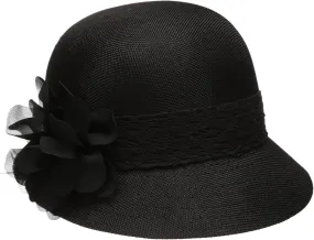 Women's Gatsby Linen Cloche Hat with Lace Band and Flower