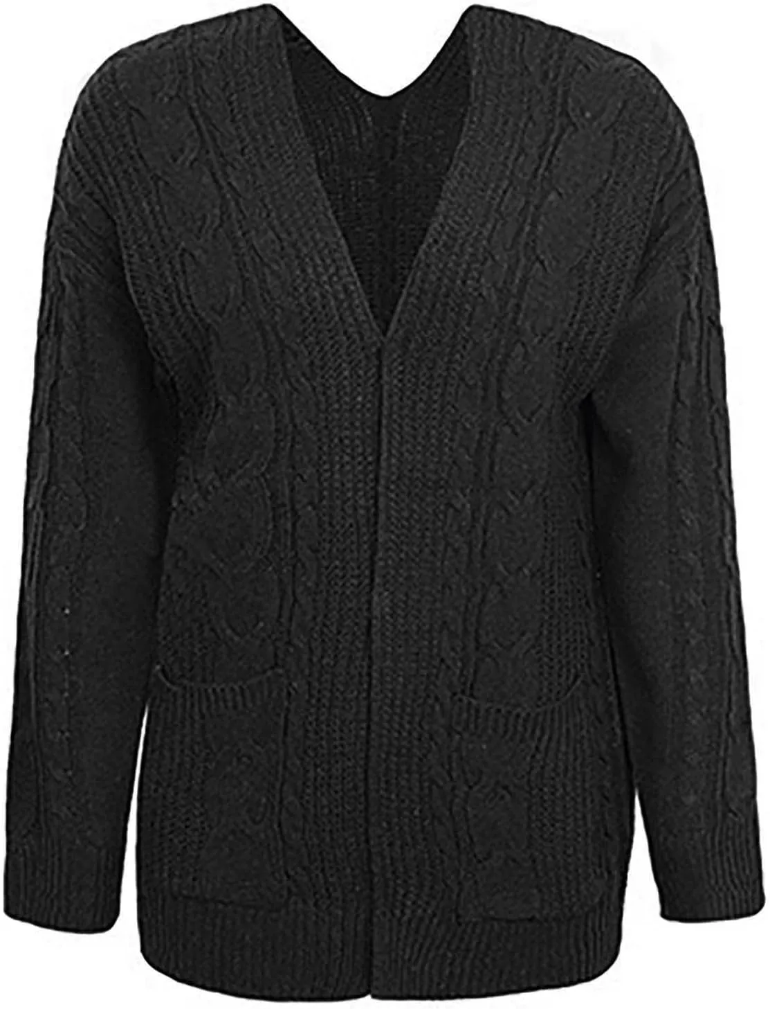 Women's Long Sleeve Cable Knit Sweater Open Front Chunky Cardigan Coat Casual Loose Outerwear Fall Soft Cozy Knitwear